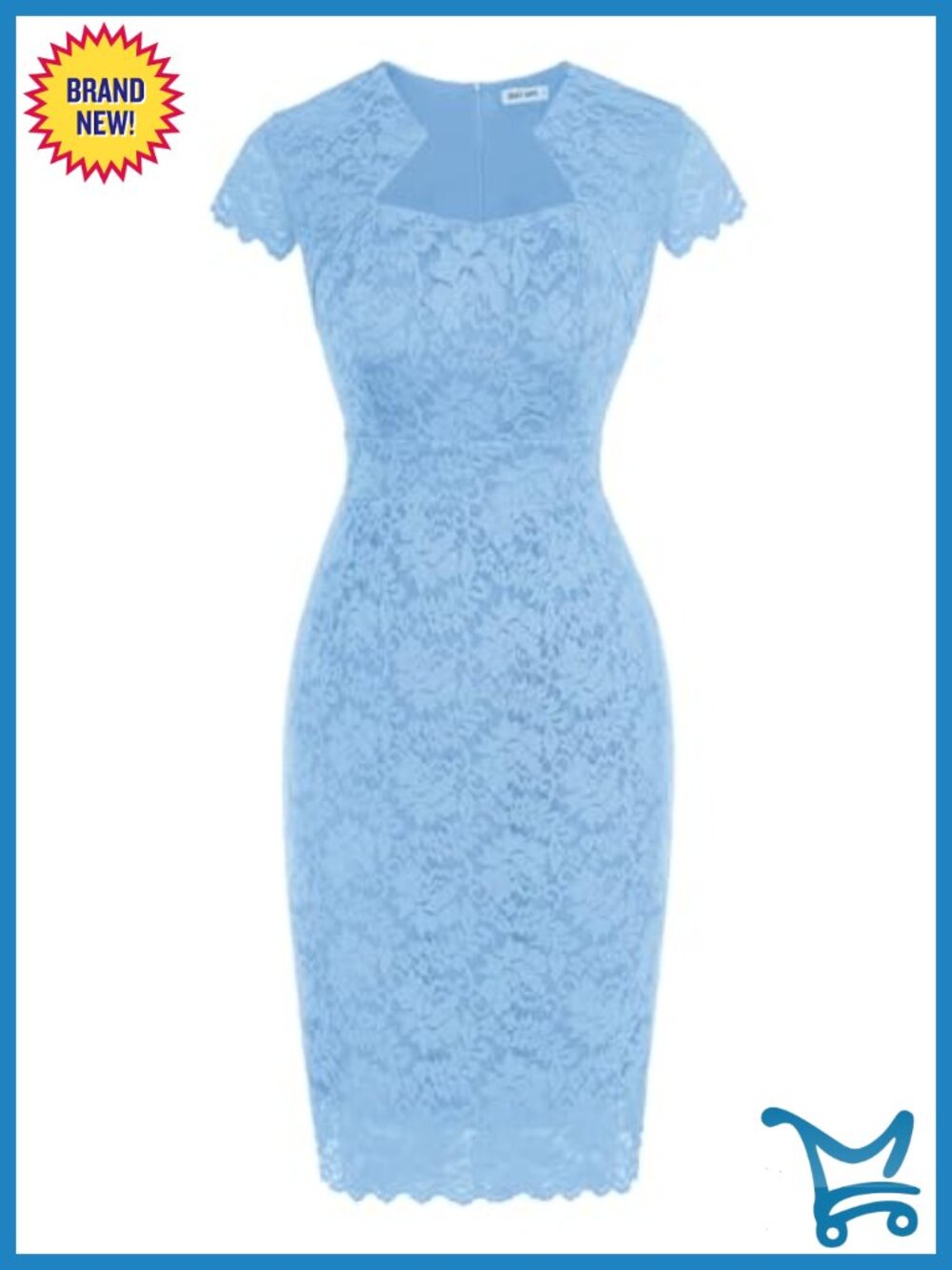 GRACE KARIN Women's Lace Cocktail Dress Cap Sleeve Square Neck Knee Length